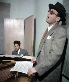 Laine during a radio broadcast in 1949