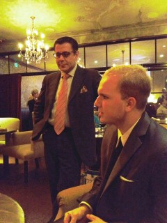 Castellanos chats with drummer Ryan Shaw. Photo by Liz Abbott.