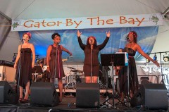 Missy Andersen at Gator by the Bay last month with Mercedes Moore, Danny Watkins, Sharifah Muhammad, Deejha Marie Pope, and Heine Andersen. Photo by Andi Last.