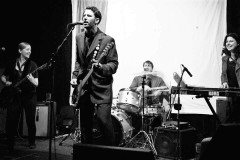 Marie (far left) with Super Buffet. (Wendy Bailey, Pete Bayard, Brendan Ruff). Photo by Paul Mitten.
