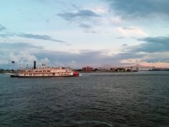 River steamboat, the Natchez, on the Mississippi River in New Orleans. PHoto by Clint Davis.