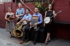 G Burns Jug Band: Batya MacAdam-Somer, Clinton Davis, Jonathan PIper, Tim McNalley, Meghann Welsh. Photo by John Hancock.