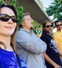 Flick (far right) with Heather & Johnny Janiga of Podunk Nowhere and Nathan Hubbard